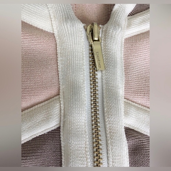 EUC 90’s beautiful Bebe thick multicolored zip up vneck long sleeve top. - Picture 4 of 7